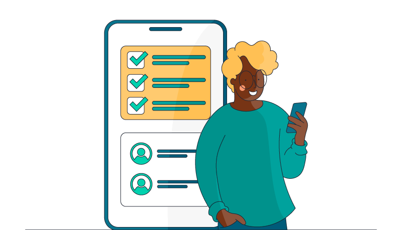 a person using a virtual assistant ai ap getting through their  to do list with a smile